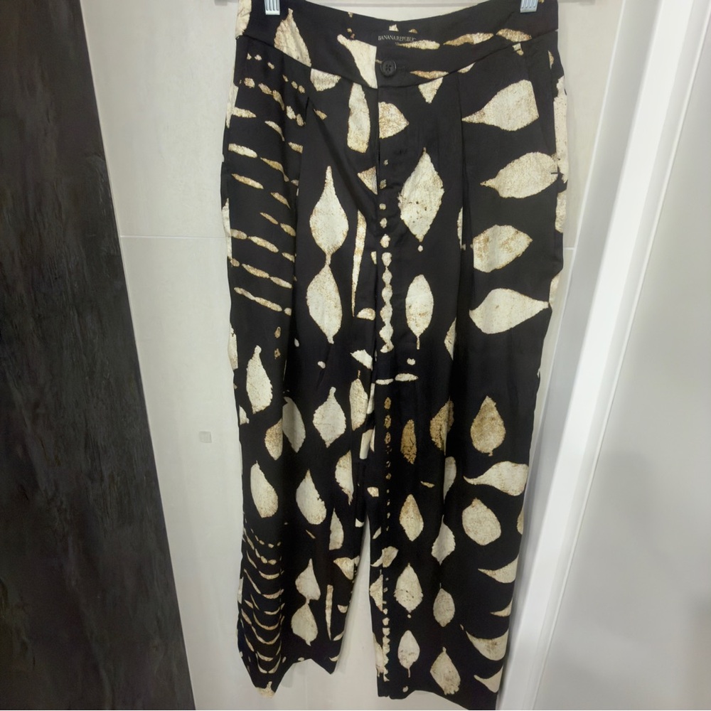 Black and Cream Printed Women's wide legs pants